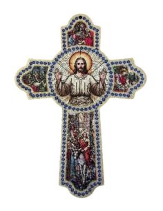 Cruz de la acogida madera relieve 28,3x40cm
