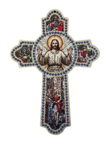 Cruz de la acogida madera relieve 28,3x40cm
