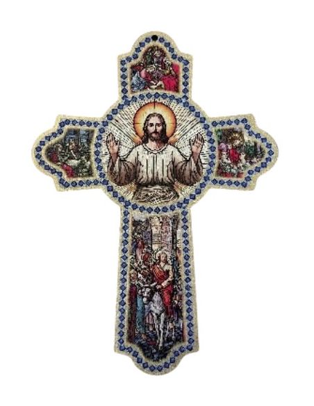 Cruz de la acogida madera relieve 28,3x40cm