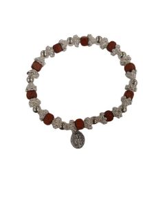 Brazalete Madera Flores Metal