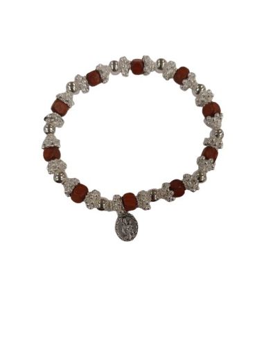 Brazalete Madera Flores Metal