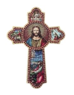 Cruz de la oracion madera relieve 28,3x40cm
