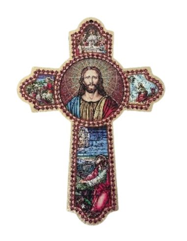 Cruz de la oracion madera relieve 28,3x40cm