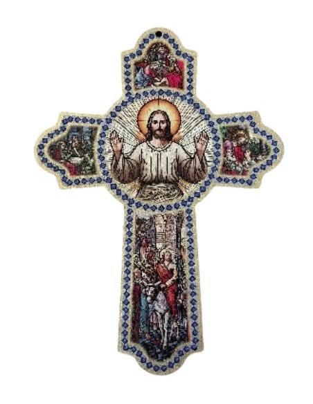 Cruz de la acogida madera relieve 35x60cm