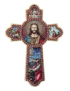 Cruz de la oracion madera relieve 35x60cm