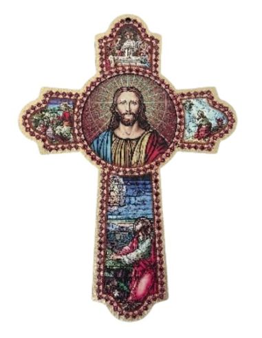 Cruz de la oracion madera relieve 35x60cm
