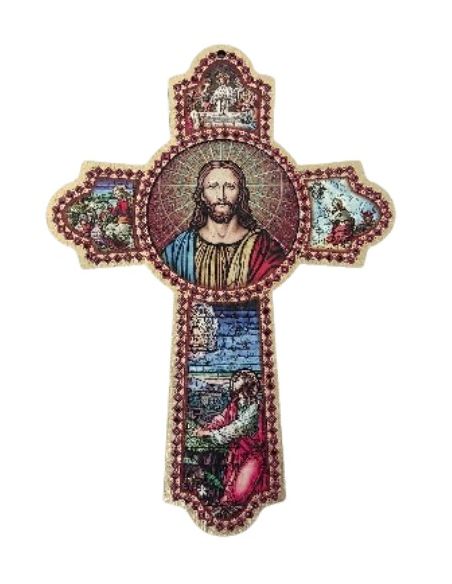 Cruz de la oracion madera relieve 35x60cm