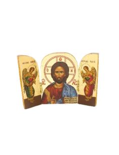 Icono triptico griego jesus angeles 9x6