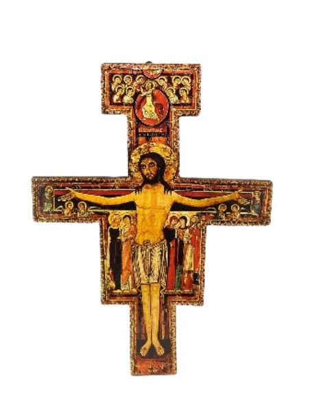 Cruz madera san damian 37,5x28cm