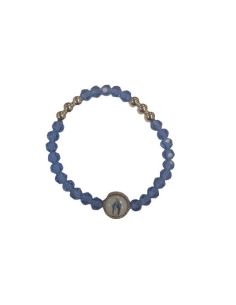 Brazalete Cristal 6 Bol.Metal Azul Milagrosa