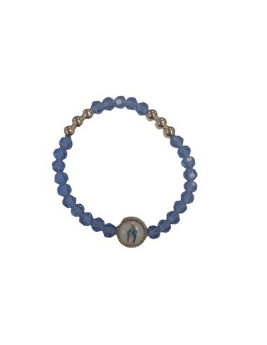 Brazalete Cristal 6 Bol.Metal Azul Milagrosa