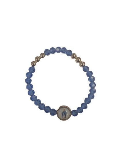 Brazalete Cristal 6 Bol.Metal Azul Milagrosa