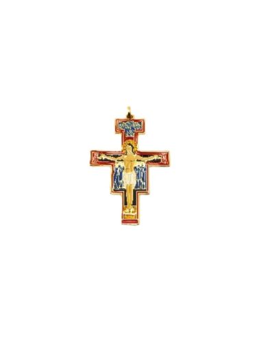 Cruz s.damian metal,esmalte rojo,65mm  n.107