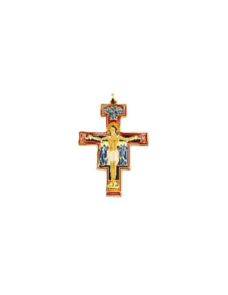 Cruz s.damian metal,esmalte rojo,65mm  n.107