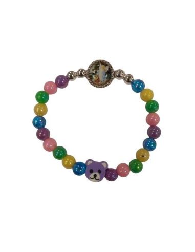 Brazalete Infantil Piedra Plast. Colores Angel Guarda