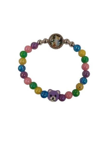 Brazalete Infantil Piedra Plast. Colores Angel Guarda