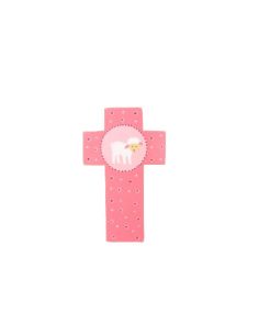 Cruz cordero 12cm rosa 481