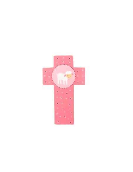 Cruz cordero 12cm rosa 481