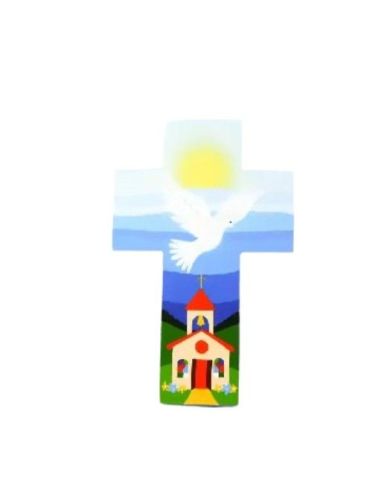 Cruz iglesia azul 14x9 817