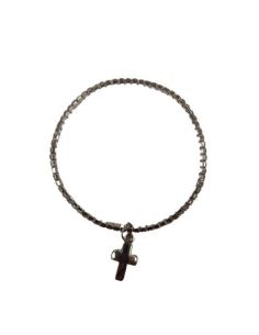 Brazalete Cristal 18Mm Transparente Con Cruz