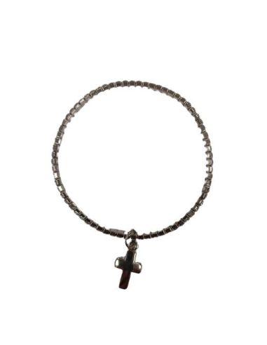 Brazalete Cristal 18Mm Transparente Con Cruz