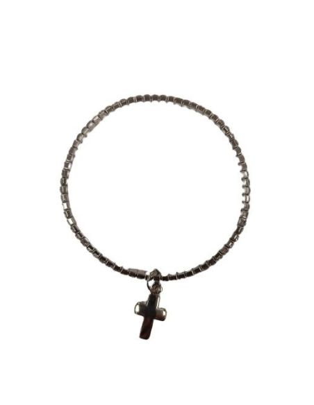 Brazalete Cristal 18Mm Transparente Con Cruz