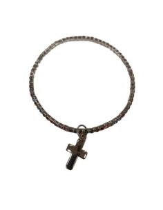 Brazalete Cristal 18Mm Multicolor Con Cruz