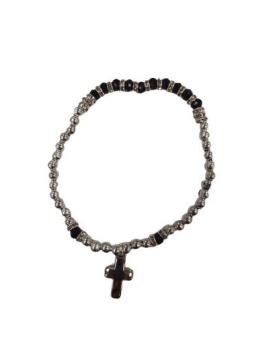 Brazalete Mtal Cristales 4X3 Strass Negro