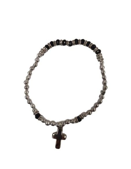 Brazalete Mtal Cristales 4X3 Strass Negro