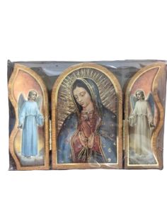 Triptico madera oro 6x9cm guadalupe nº28