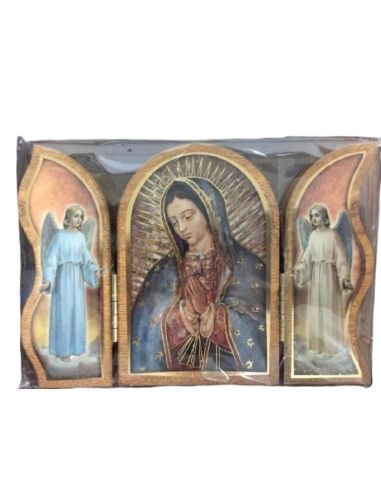 Triptico madera oro 6x9cm guadalupe nº28
