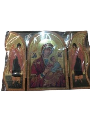 Triptico madera oro 6x9cm perpetuo socorro 572-161