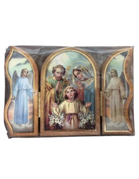 Triptico madera oro 6x9cm virgen lourdes 572-247