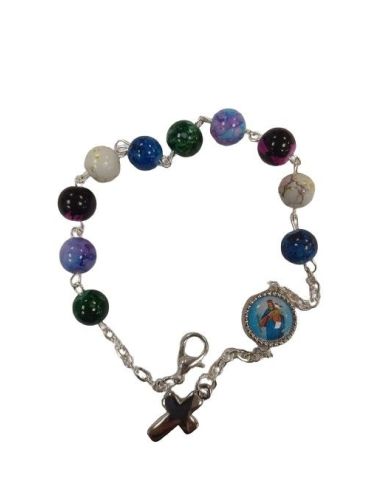 Pulsera Piedras 8Mm Colores Fantasía Maria Auxliadora