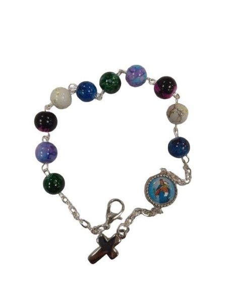 Pulsera Piedras 8Mm Colores Fantasía Maria Auxliadora