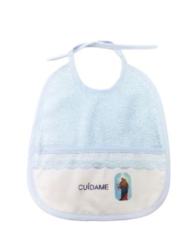 Babero maría auxiliadora cuídame azul