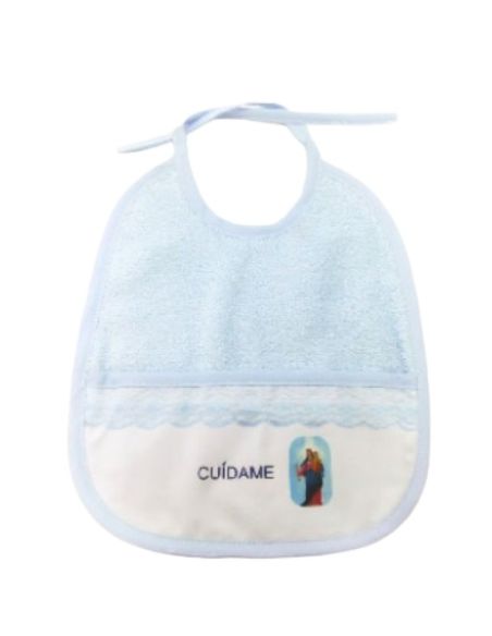 Babero maría auxiliadora cuídame azul