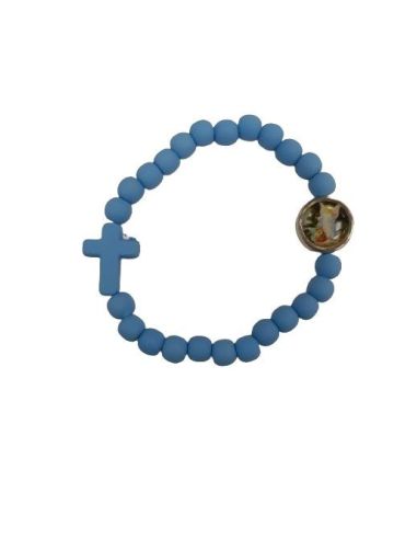 Pulsera Infantil Plast. Angel De La Guarda Azul