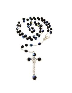 Rosario cristal bohemia 7mm negro escarabeo