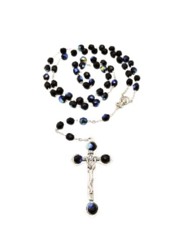 Rosario cristal bohemia 7mm negro escarabeo