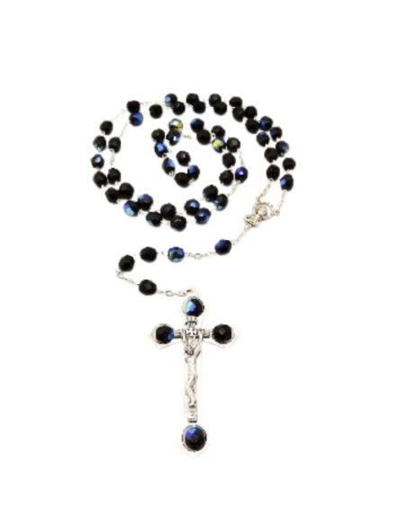 Rosario cristal bohemia 7mm negro escarabeo