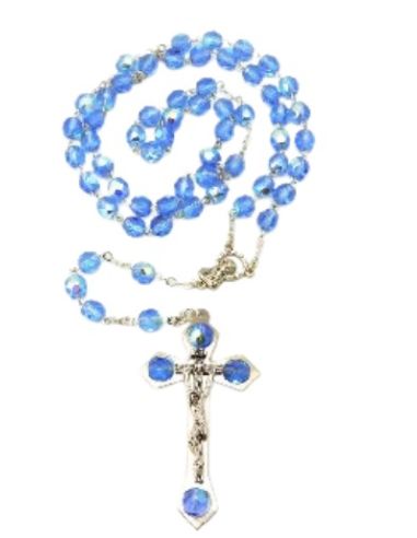 Rosario cristal bohemia 7mm azul