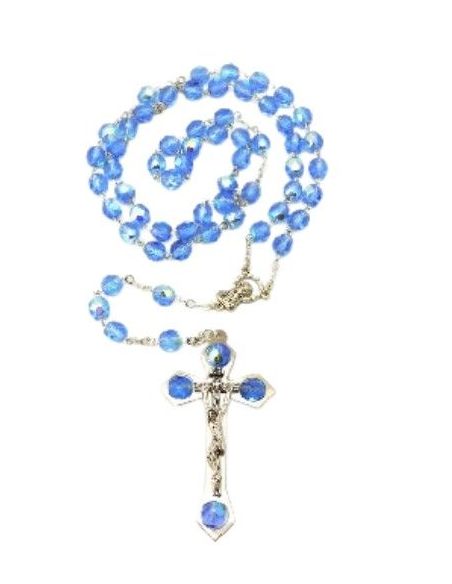 Rosario cristal bohemia 7mm azul