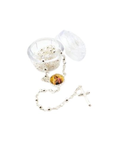 Rosario metal 3mm virgen del carmen c/caja flor