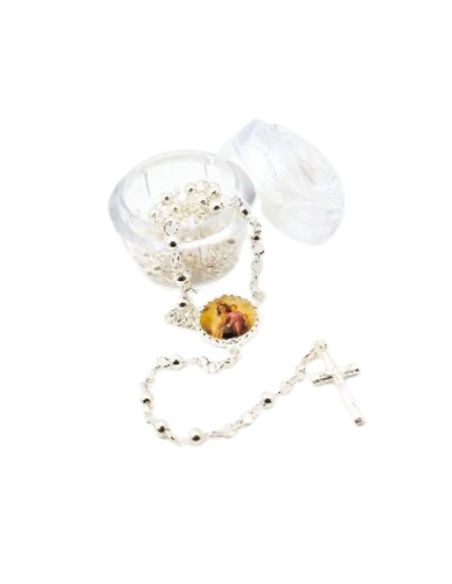 Rosario metal 3mm virgen del carmen c/caja flor