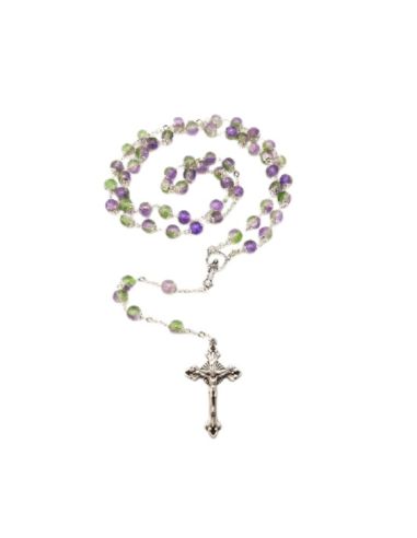 Rosario cristal cop. 8mm bicolor verde violeta