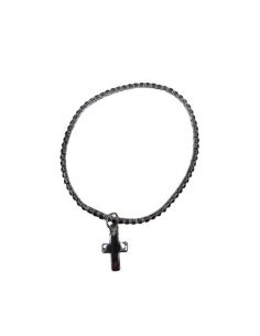 Brazalete Cristal 18Mm Negro Con Cruz