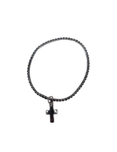 Brazalete Cristal 18Mm Negro Con Cruz