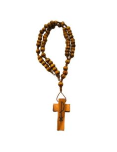 Rosario cuerda madera con mosquetón