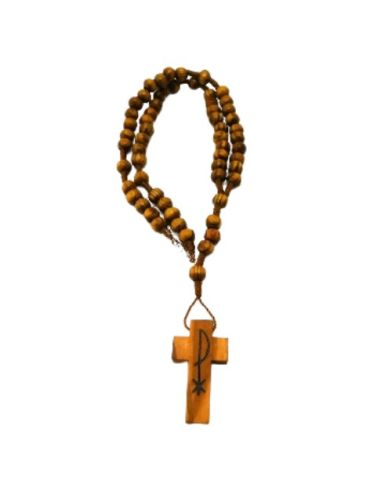 Rosario cuerda madera con mosquetón